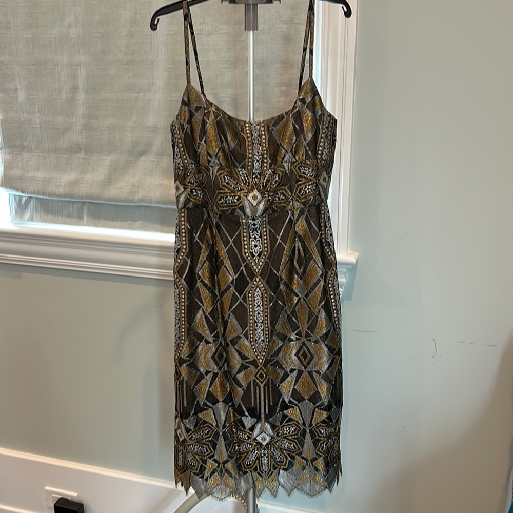 Metallic sparkle BCBG midi cocktail dress, size 4, NWT